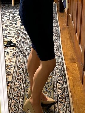 Ann Taylor Navy Blue Pencil Skirt with Elastic Waistband